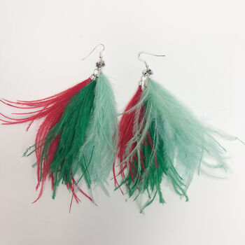 Feather Tassel Earrings Green 'Ospi', 5 of 8