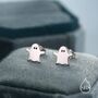 Sterling Silver Delicate Minimalist Ghost Stud Earrings, thumbnail 1 of 11