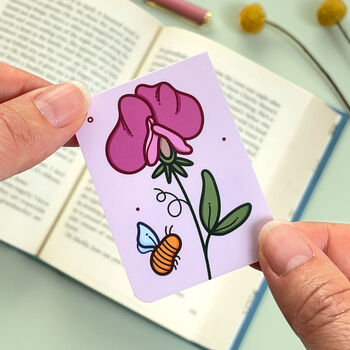 April Magnetic Birth Flower Bookmark Sweet Pea, 6 of 7