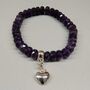 Amethyst Bead Bracelet With Sterling Silver Heart Charm, thumbnail 1 of 3