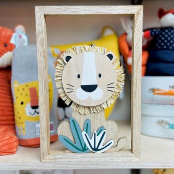 Personalised Wooden Lion Frame For Baby Nursery, 2 of 3