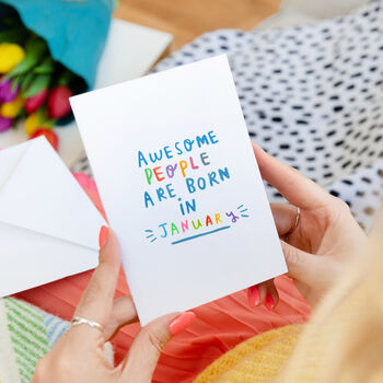 'Awesome People Are Born In' Birthday Card, 12 of 12