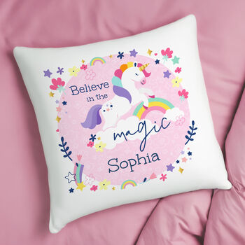 Personalised Pink Unicorn Cushion For Girls, 2 of 4