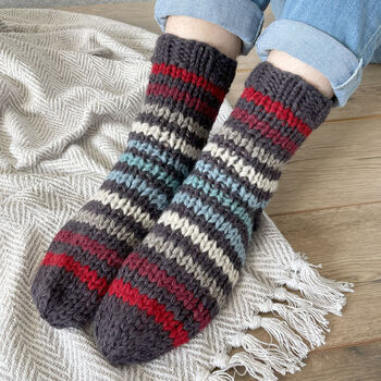 Hand Knitted Men's Wool Sofa Socks, 3 of 3