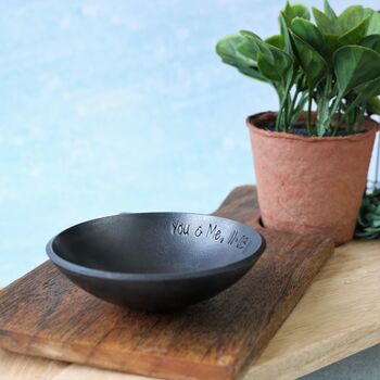 Personalised 11th Anniversary Gift; Small Pressed Forged Steel Ring Bowl, 3 of 10