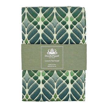 Interwoven Trees Sage Green Tea Towel | 100% Cotton | Made In England, 3 of 12