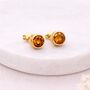 Gold Plated Sterling Silver November Citrine Birthstone Stud Earrings – 7mm, thumbnail 1 of 7