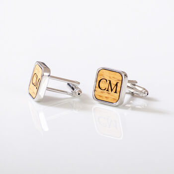 Personalised Square Whisky Wood Cufflinks, 3 of 7