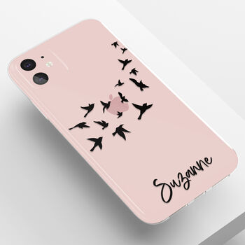 Personalised Flying Birds Name Clear Phone Case, 4 of 5