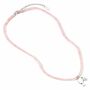 Barbie Sterling Silver Silhouette Charm On A Rose Quartz Bead Necklace, thumbnail 2 of 3