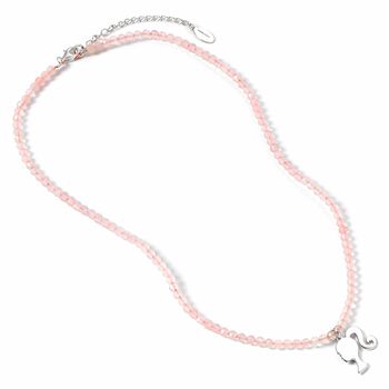 Barbie Sterling Silver Silhouette Charm On A Rose Quartz Bead Necklace, 2 of 3