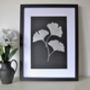 Framed Original Silver Ginkgo Botanical Leaf Painting, thumbnail 1 of 4