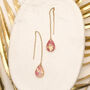 Pink And Gold Foil Speckled Threader Drop Earrings, thumbnail 1 of 8