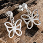 Butterfly Earrings In Solid Sterling Silver, thumbnail 4 of 5