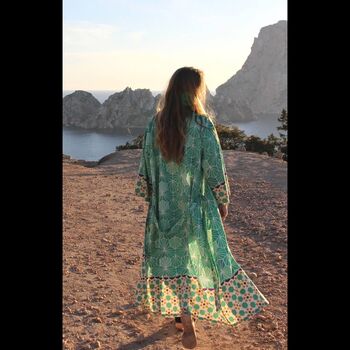 Malachite Kimono Dressing Gown ~ Mosaic Print Robe, 3 of 7