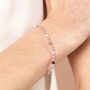 Semi Precious Pearl Purple And Blue Beaded Bracelet In Gold, thumbnail 2 of 4
