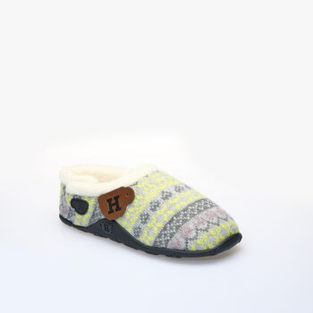 Ellen Grey/Lime Nordic Women's Slippers Indoor/Garden Shoes, 2 of 12