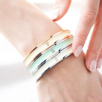 Initial Bangle Gold, Silver Or Rose Gold, 5 of 12