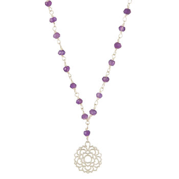 Crown Chakra Amethyst Necklace Silver/Gold Plated, 3 of 9