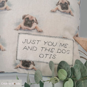 Custom Dog Gift Pug, Personalised Cushion, Pet Memorial, 3 of 12