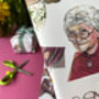 Golden Girls Wrapping Paper, Funny Retro Gift Wrap With Blanche, Dorothy, Rose And Sophia, thumbnail 7 of 10