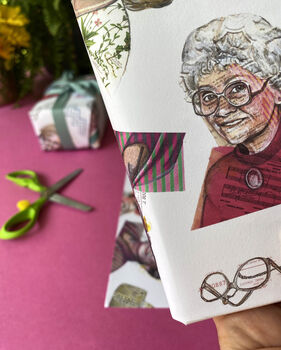 Golden Girls Wrapping Paper, Funny Retro Gift Wrap With Blanche, Dorothy, Rose And Sophia, 7 of 10