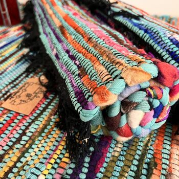 Turquoise Blue Chindi Recycled Cotton Rag Rug, 3 of 7