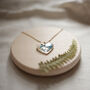 Blue Flower Heart Sterling Silver Or 18k Gold Necklace, thumbnail 4 of 11