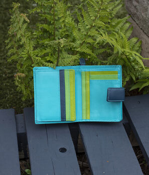 Personalised Mutlicolour Turquoise Small Leather Purse, 3 of 11