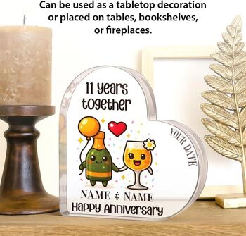 Personalised Acrylic Heart Plaque Anniversary Gift For Couples, 3 of 11