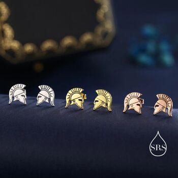 Sterling Silver Spartan Helmet Stud Earrings, 6 of 12