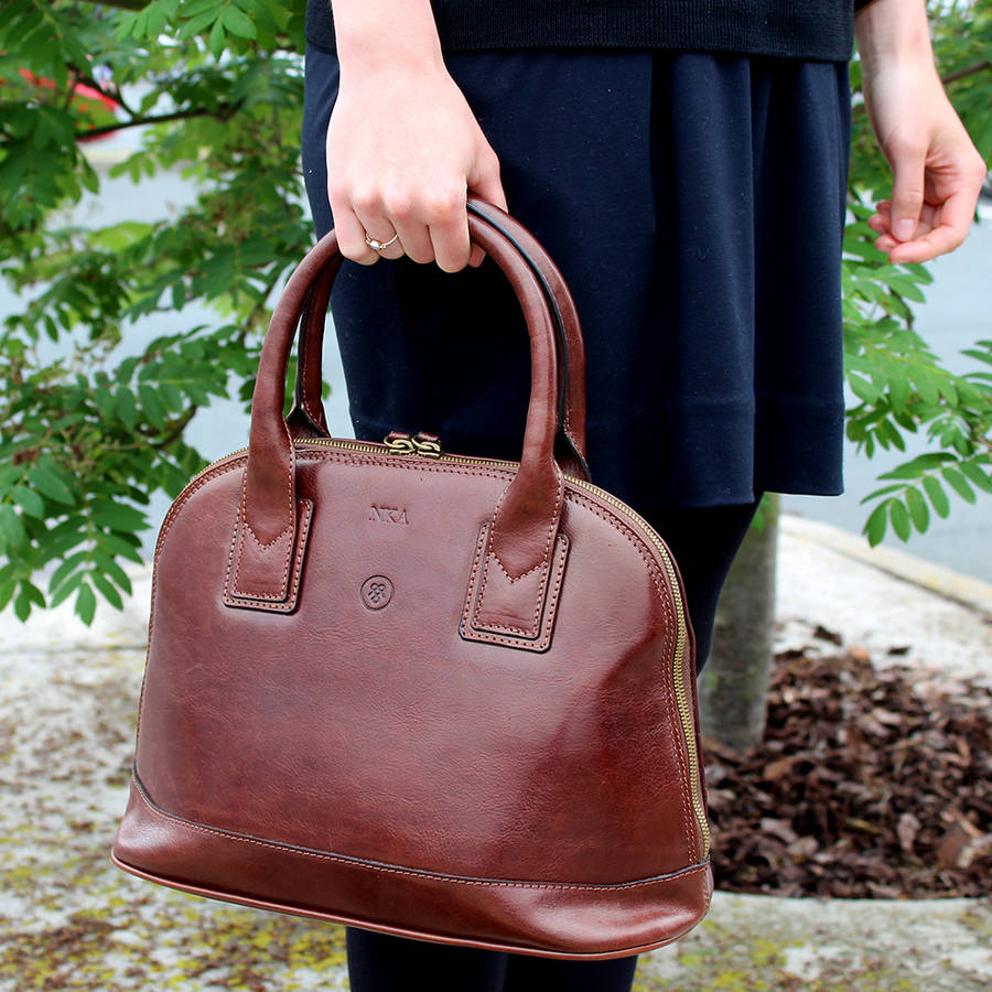 personalised ladies classic leather handbag.'the rosa' by maxwell scott bags