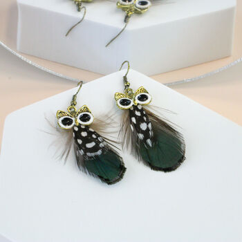 Hand Painted Owl Feather Earrings, 4 of 6