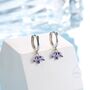 Sterling Silver Amethyst Purple Crown Cz Huggie Hoop Earrings, thumbnail 3 of 12