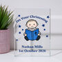 Personalised Glass Block Square – On Your Christening For Boy, thumbnail 1 of 4
