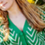 Bright Green Zig Zag Print Cardigan, thumbnail 5 of 11