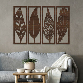Mystical Feathers: Wooden Wall Art For Serene Spaces, 6 of 12