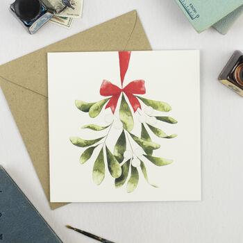 Mistletoe Christmas Cards Pack Of Four, 2 of 2