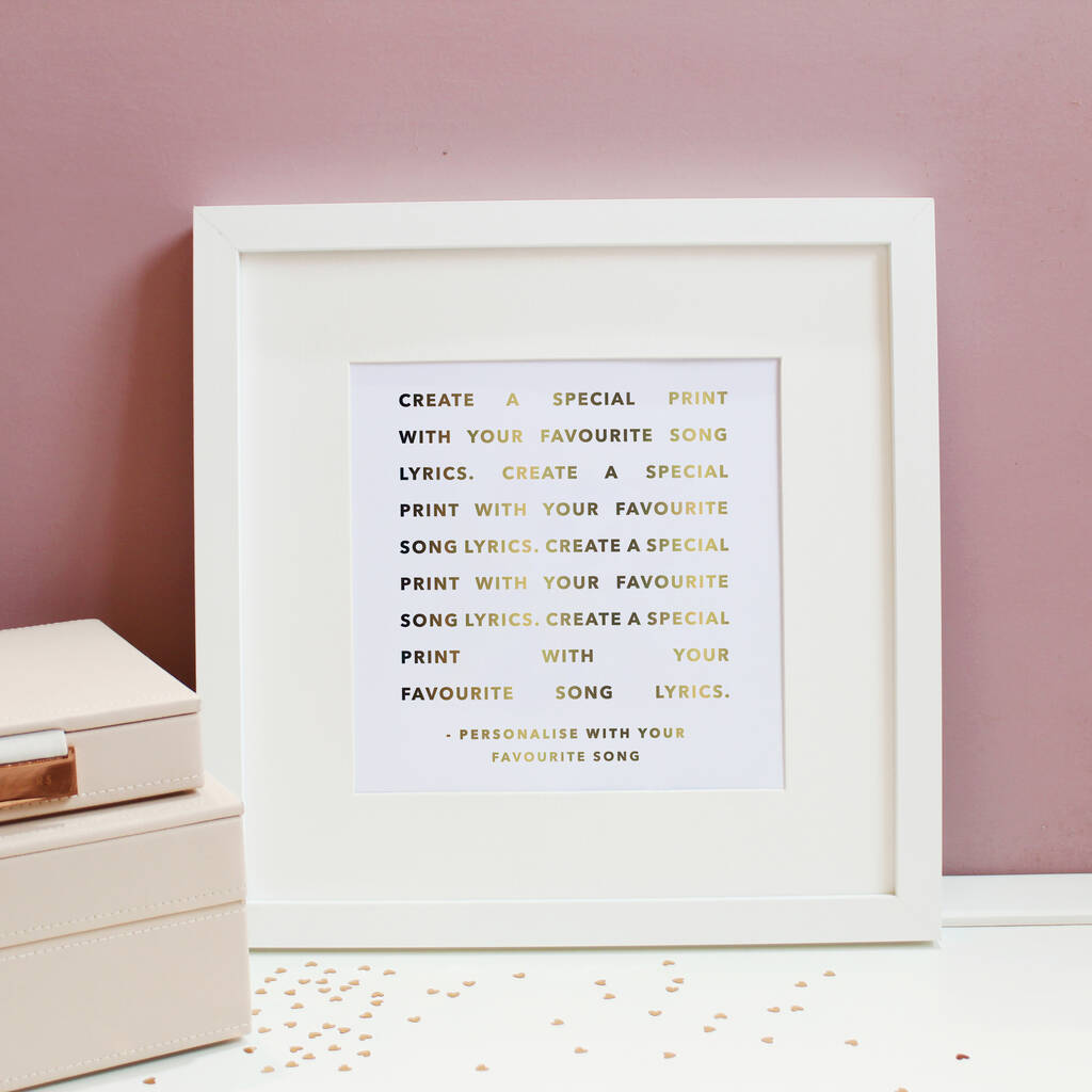 Personalised Song Lyrics Foil Print By Lily Rose Co