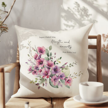 Personalised Watercolour Birth Month Flower Cushion, 2 of 10