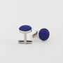 Woven Fabric Faced Cufflinks Royal Blue, thumbnail 1 of 4