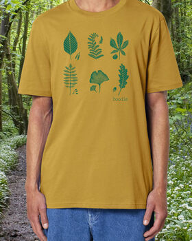 Organic Mens Leafy Tee T Shirt, 2 of 3