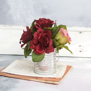 Red Rose Bouquet In Zinc Vase, 8 of 9