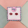 Red Lips Glitter Resin Stud Earrings, thumbnail 1 of 4