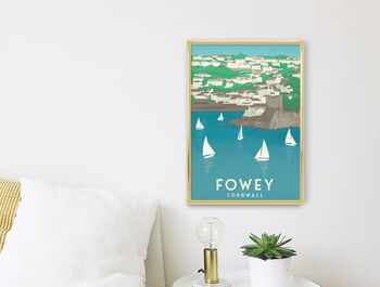 Fowey Cornwall Travel Poster Art Print, 3 of 8