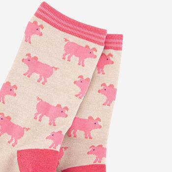 Women's Pig Print Bamboo Socks, 3 of 4