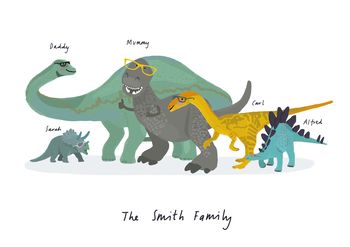 Personalised Dinosaur Family Print, 2 of 6