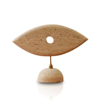 Travertine Eye Sculpture With Brass Accent, 3 of 3