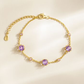 Pink Sapphire And Amethyst Bracelet In Sterling Silver And Gold Vermeil, 7 of 11