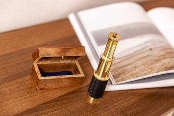 Six Inch Brass Handheld Mini Telescope With Wooden Box, 2 of 12